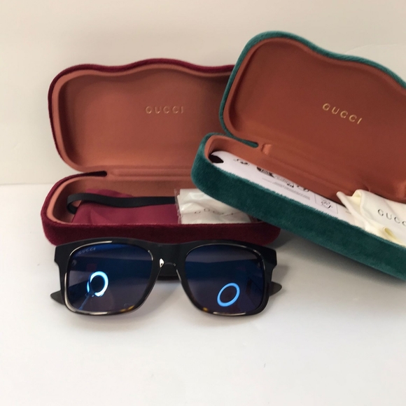 - New- 💯 original  Gucci Grey/Brown Havana GG0008S Square Sunglasses - Picture 8 of 12